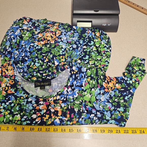 DN Design Ditsy Floral Print Maxi Dress Womens Plus 18  Chain Gold Belted - Picture 8 of 9